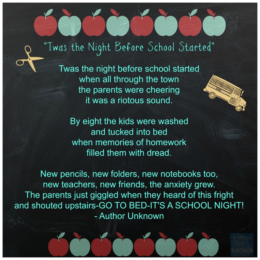 Twas The Night Before School Started Poem - This Worthey Life - Food