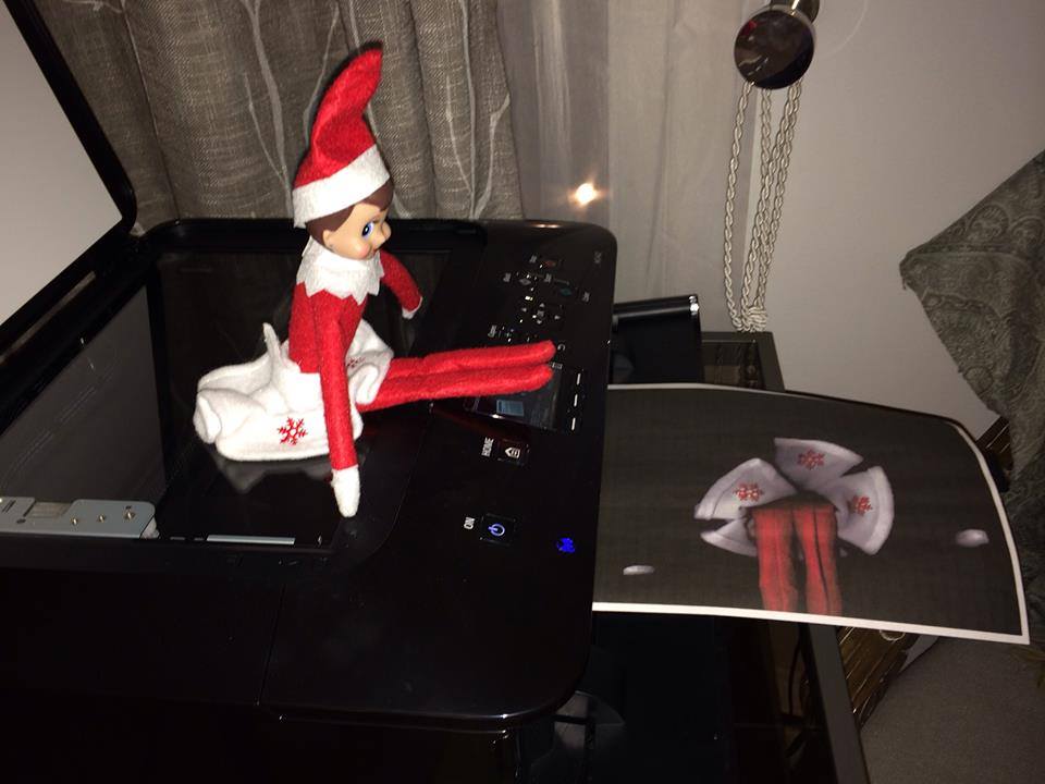 Elf having fun at the Christmas office party