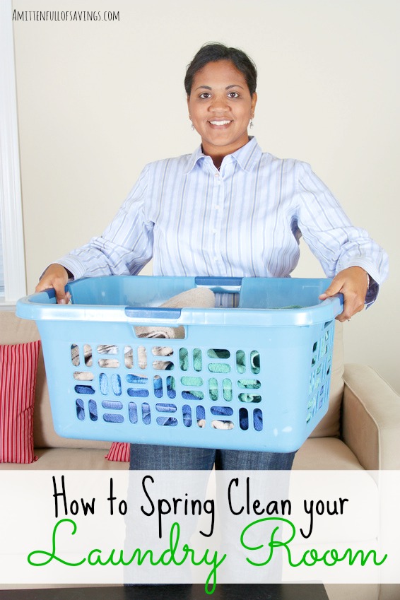 Woman doing the laundry in her home