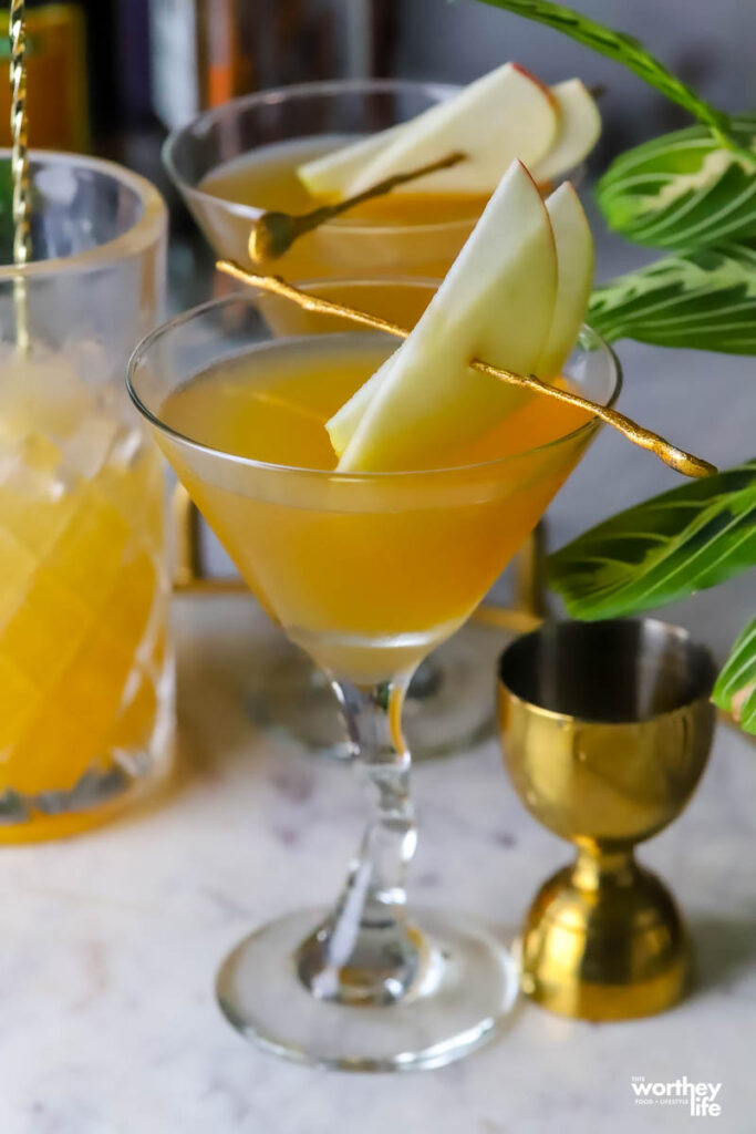 An Apple Cider Cocktail in a Martini Glass