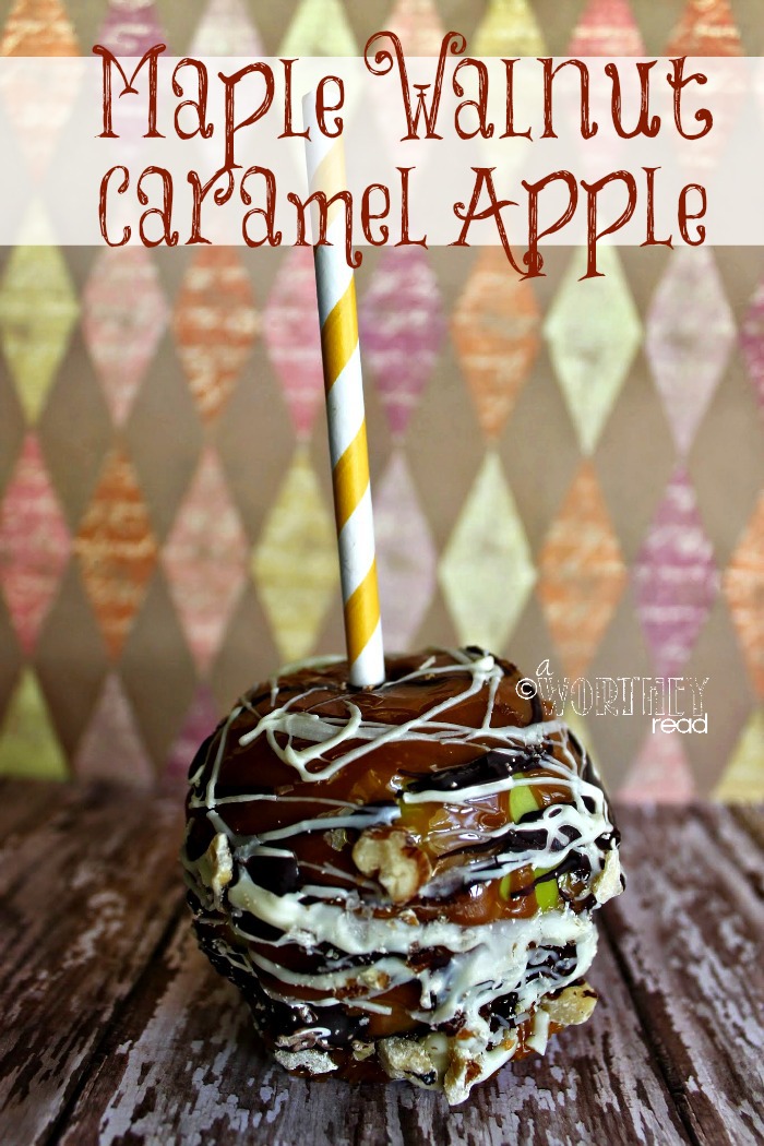 Maple Walnut Caramel Apple recipe- A yummy sweet Fall indulgence this apple is smothered in layers of sweet goodness.