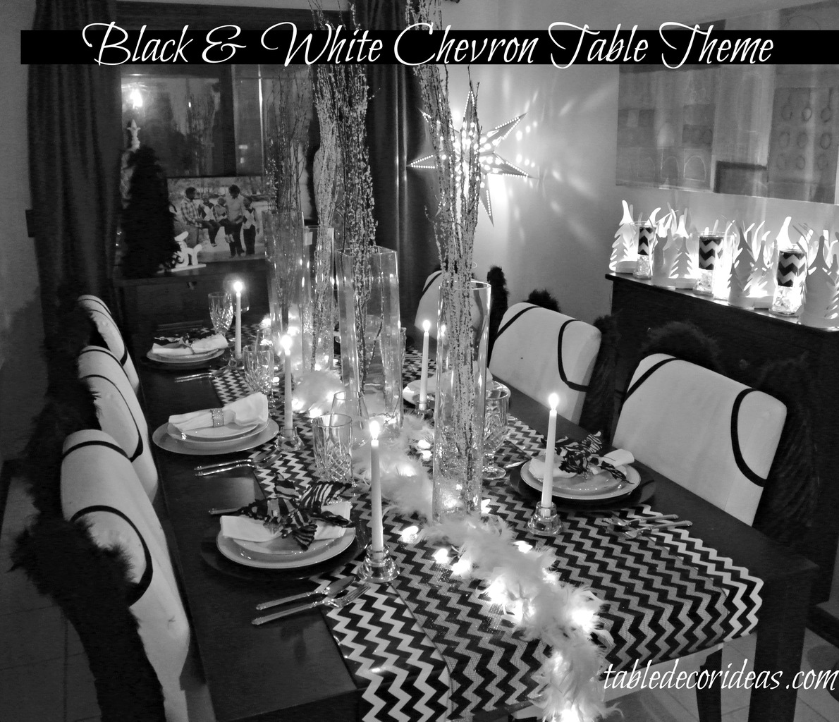 Table Decor Idea- Chevron Black & White Christmas Theme