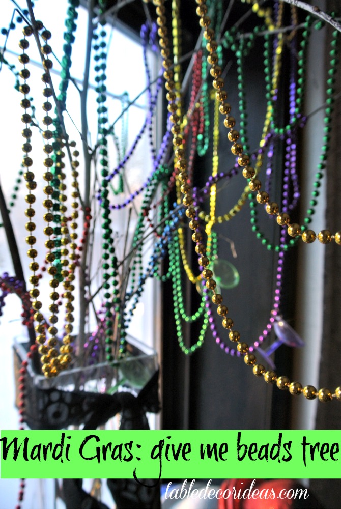 Make your own Mardi Gras Give Me Beads tree. Super easy DIY and frugal!