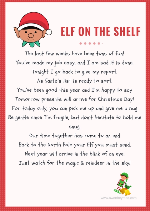 Elf on the Shelf Printable Goodby Letter