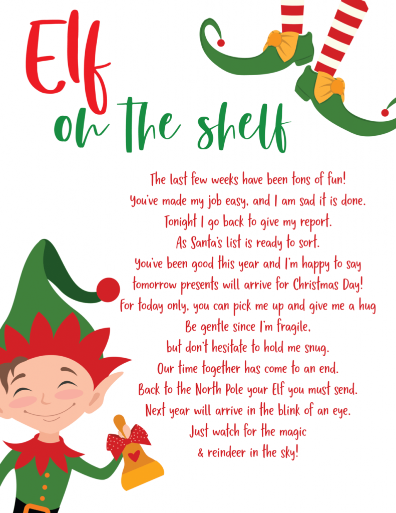 Free Elf on the Shelf goodbye printable