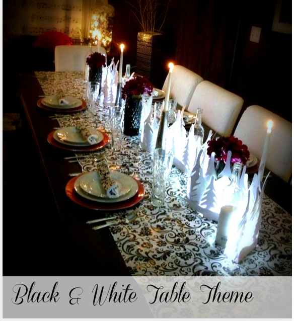Black & White Table Decor Theme {Christmas theme ideas}