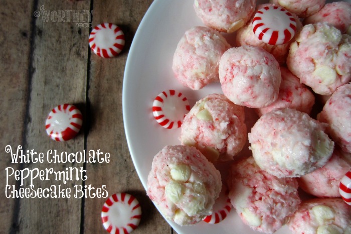 Here's an easy recipe for White Chocolate Peppermint Cheesecake bites Perfect peppermint dessert