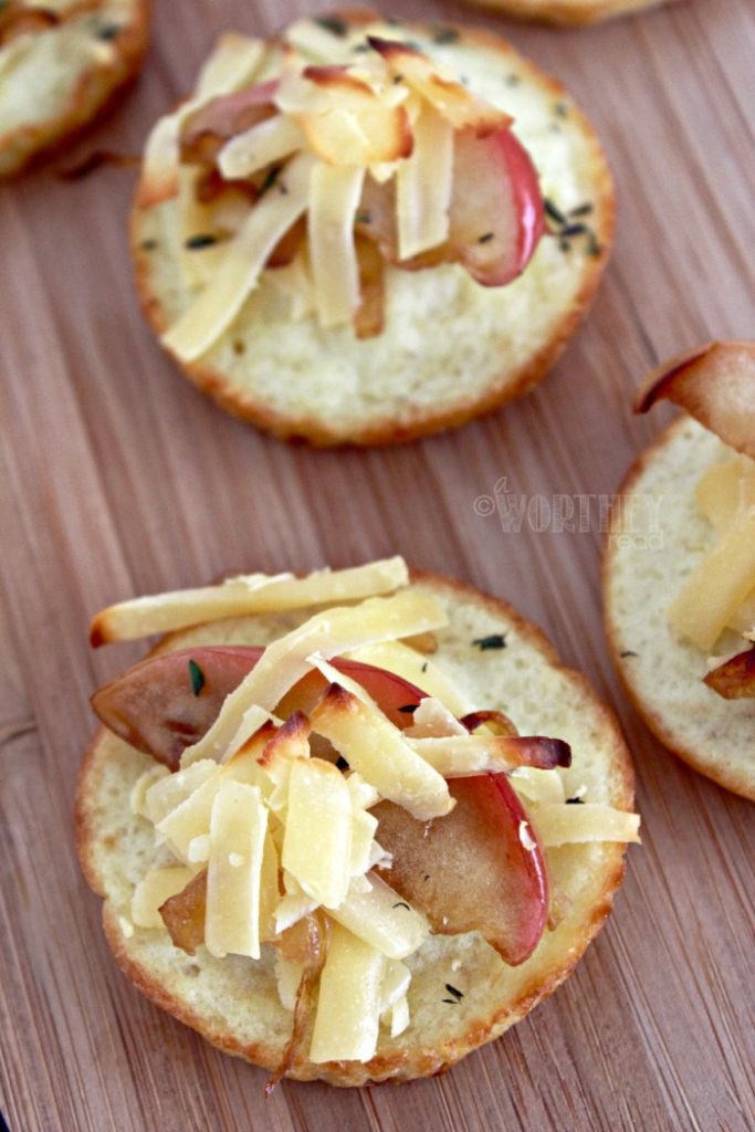 Game Day Recipe Caramelized Apple and Onion Grits Crostini