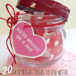 Planning Date Night doesn't have to be hard when you have a jar filled with Date Night Ideas! Here's 20 Date Night Ideas to use with Date Night in a Jar!