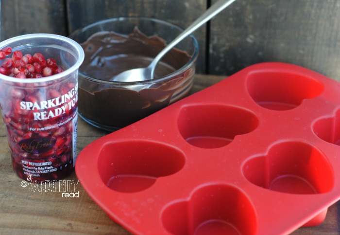 Get healthy with this easy Pomegranate Recipe- Dark Chocolate Pomegranate Hearts 