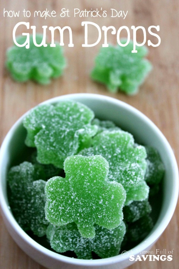 Here's an easy St. Patrick's Day treat. Homemade Gum Drops! Perfect classroom St. Patrick's Day treat!