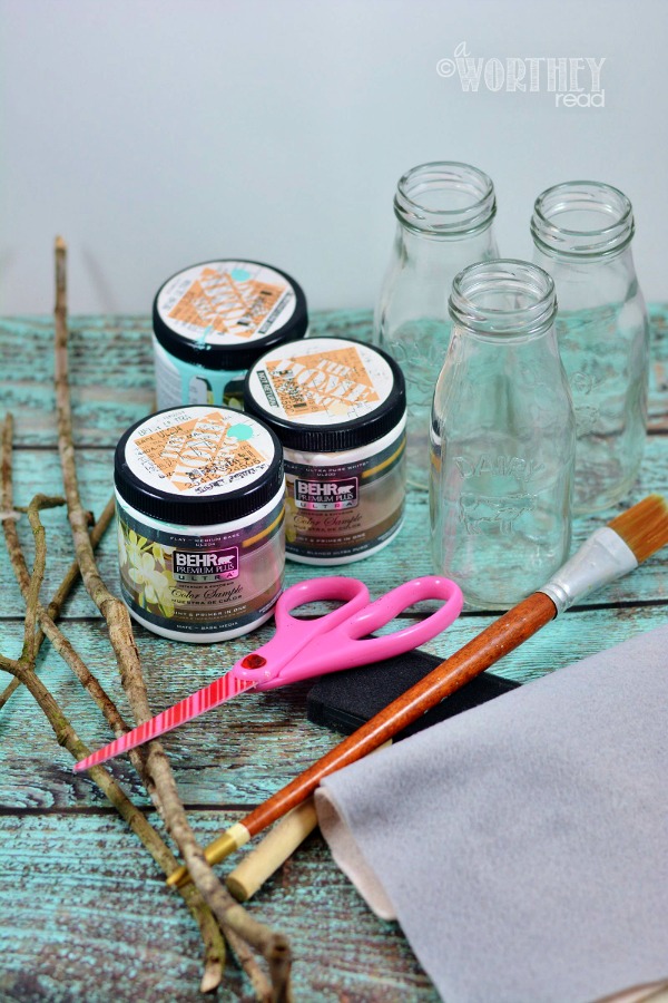 Have fun with Spring and bright colors with this easy DIY Chalk idea: Chalk Paint Dipped Milk Jars Step 