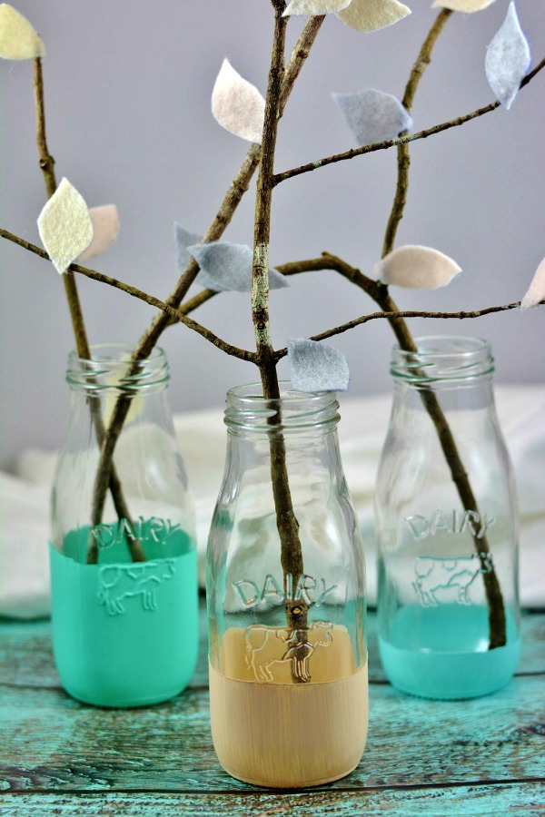 Have fun with Spring and bright colors with this easy DIY Chalk idea: Chalk Paint Dipped Milk Jars Step