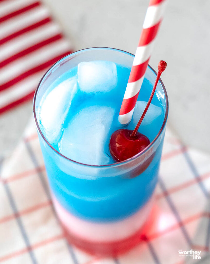 red white and blue layered drink