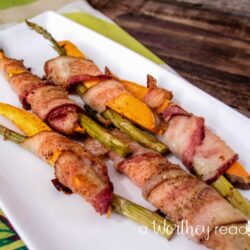 Everyone loves a meal with bacon in it! Add a little asparagus and sweet potatoes to make this easy appetizer: Asparagus & Sweet Potato Wrapped with Bacon