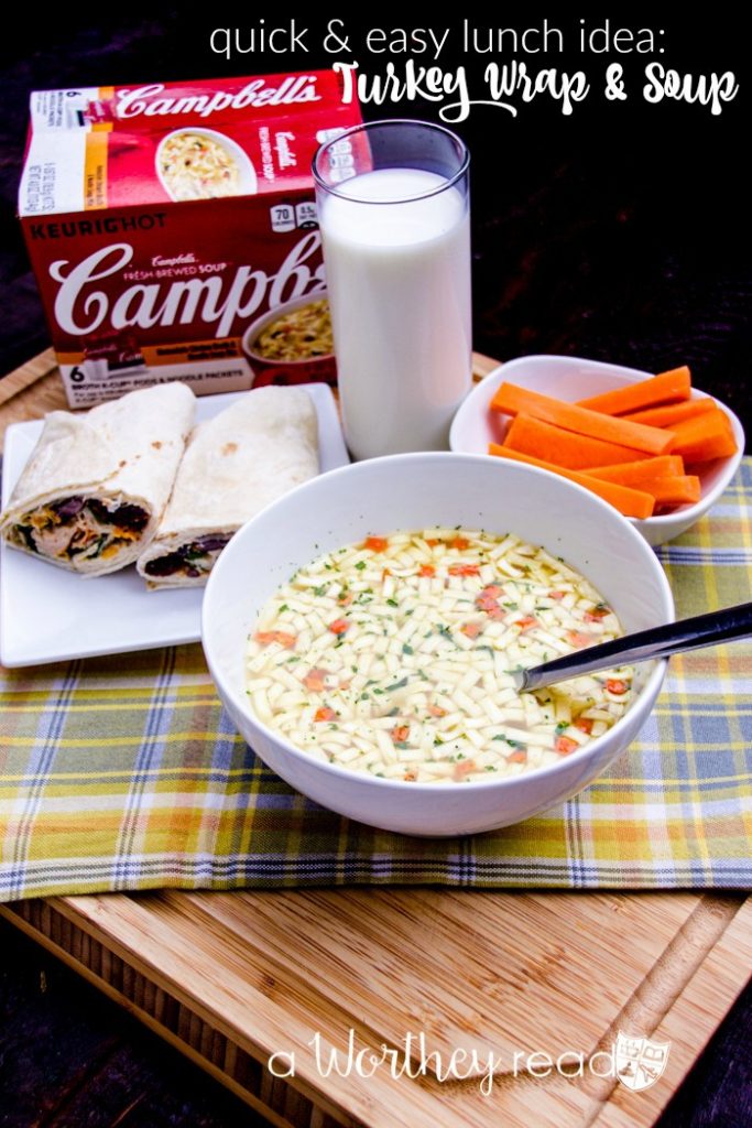 Quick & Easy Lunch Idea: Turkey Wrap & Soup - plus you can have the soup for a quick snack and it's light on calories