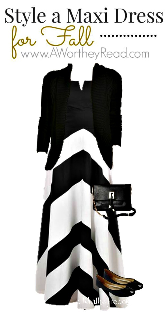 Style A Maxi Dress For Fall Black & White -easy and comfortable women's fashion idea