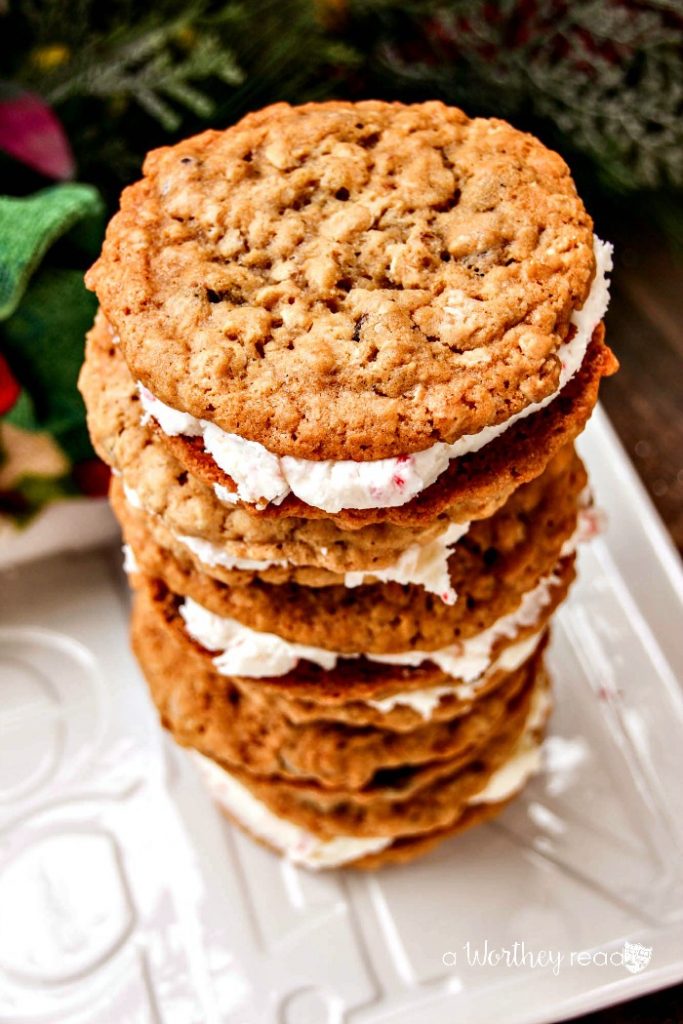 Chocolate Chip & Oatmeal Cookies with Candy Cane Buttercream
