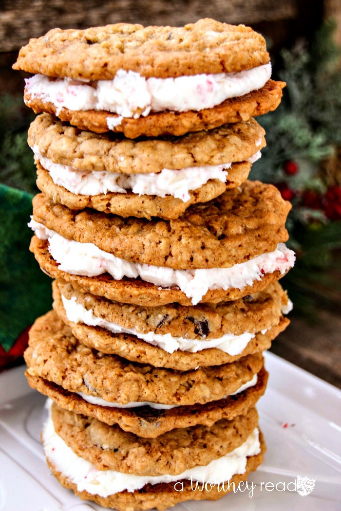 Chocolate Chip & Oatmeal Cookies with Candy Cane Buttercream