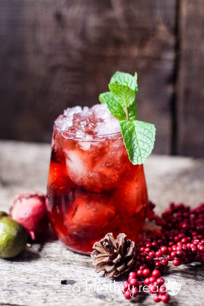 Easy Holiday Wine Cocktail to try this year. Cranberry Wine & Hibiscus Mint Cocktail