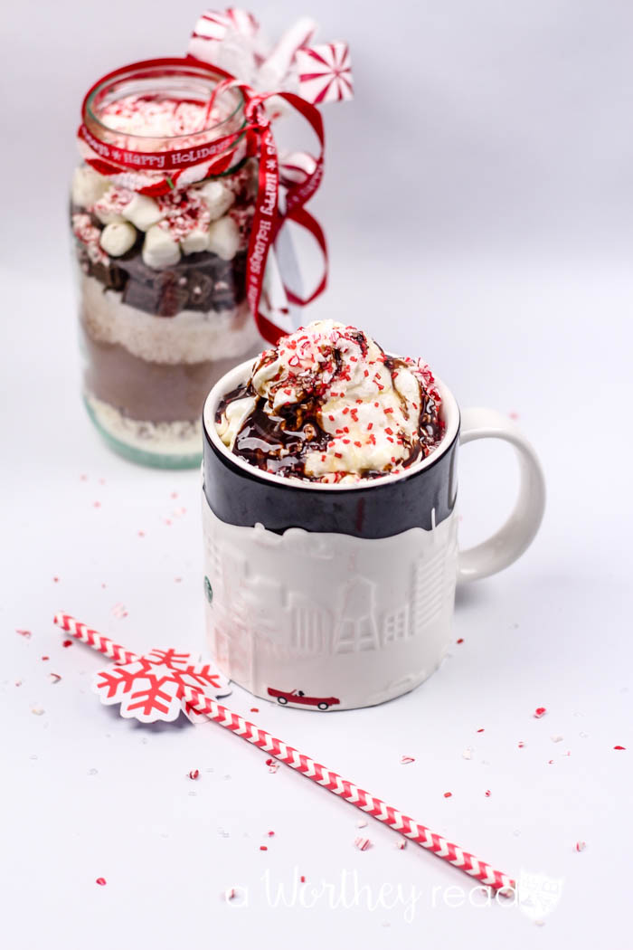 Homemade Peppermint Mocha Hot Chocolate In A Jar
