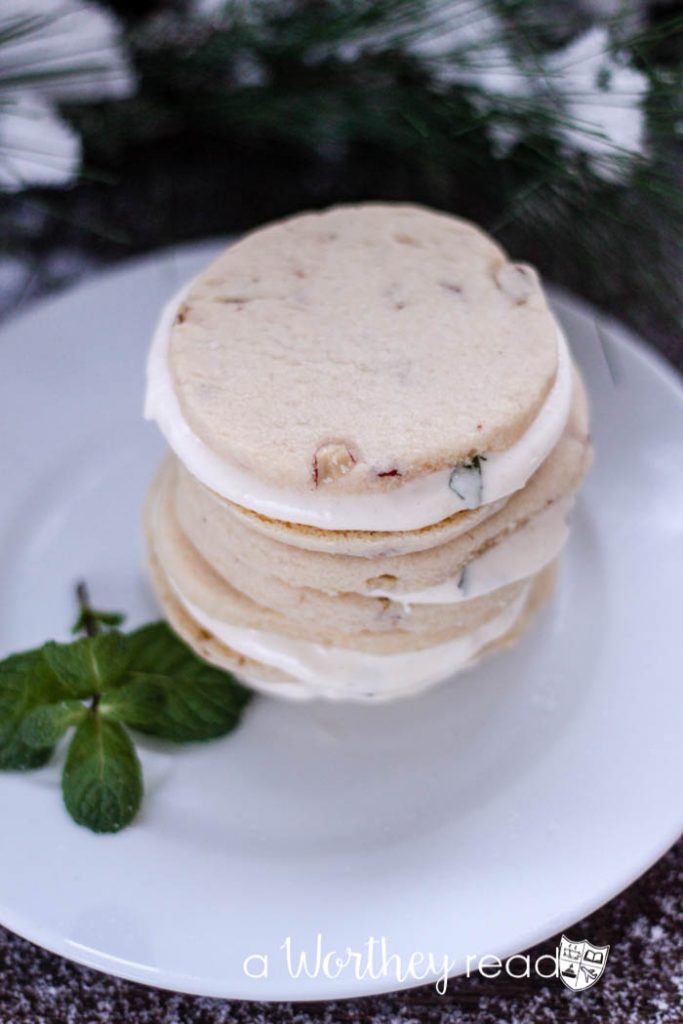 Pecan Sugar Cookie Sandwiches with No Bake Lemony Cheesecake Filling