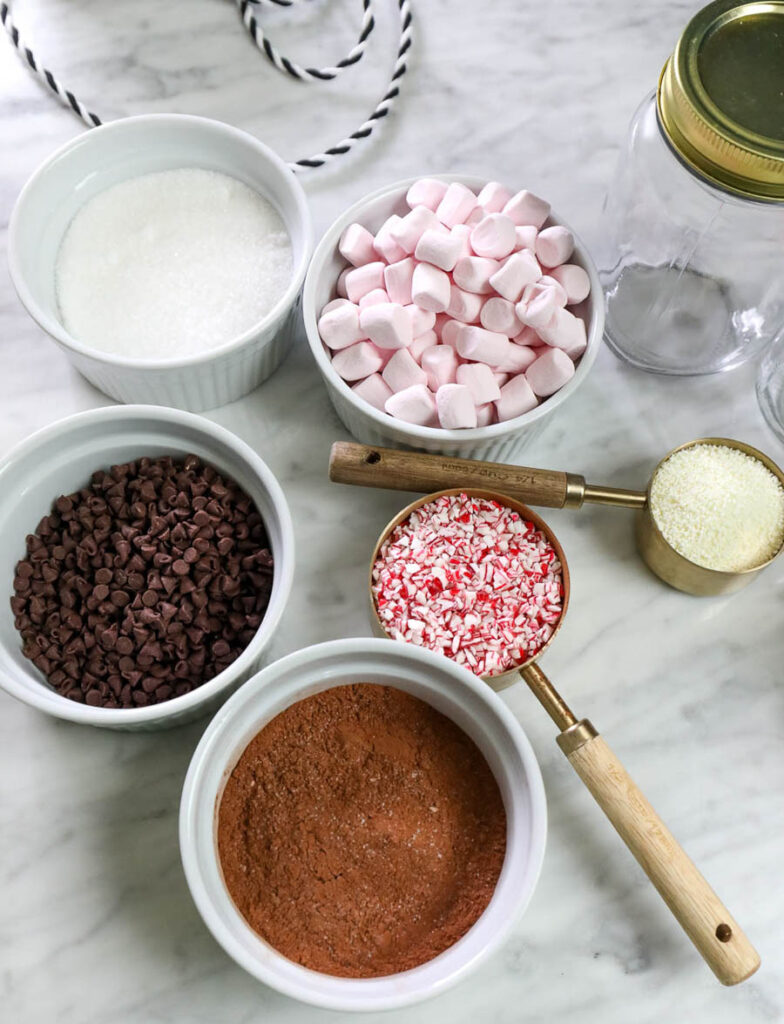 Ingredients for Peppermint Mocha hot cocoa