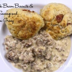 Buttermilk Bacon Biscuits & Italian Sausage and Mushroom Gravy