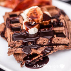 Easy Breakfast recipe- Double Chocolate Buttermilk Waffles with Bananas