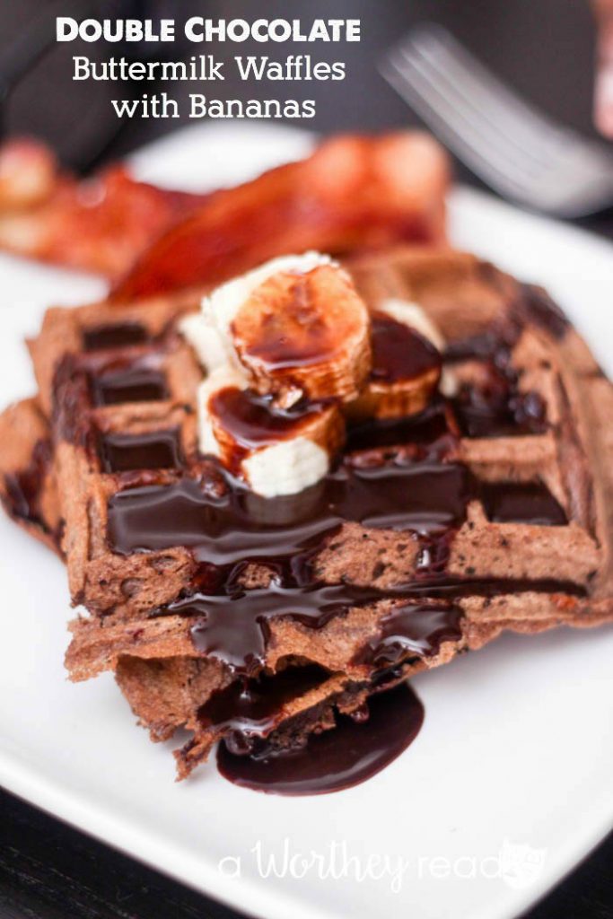 Easy Breakfast recipe- Double Chocolate Buttermilk Waffles with Bananas