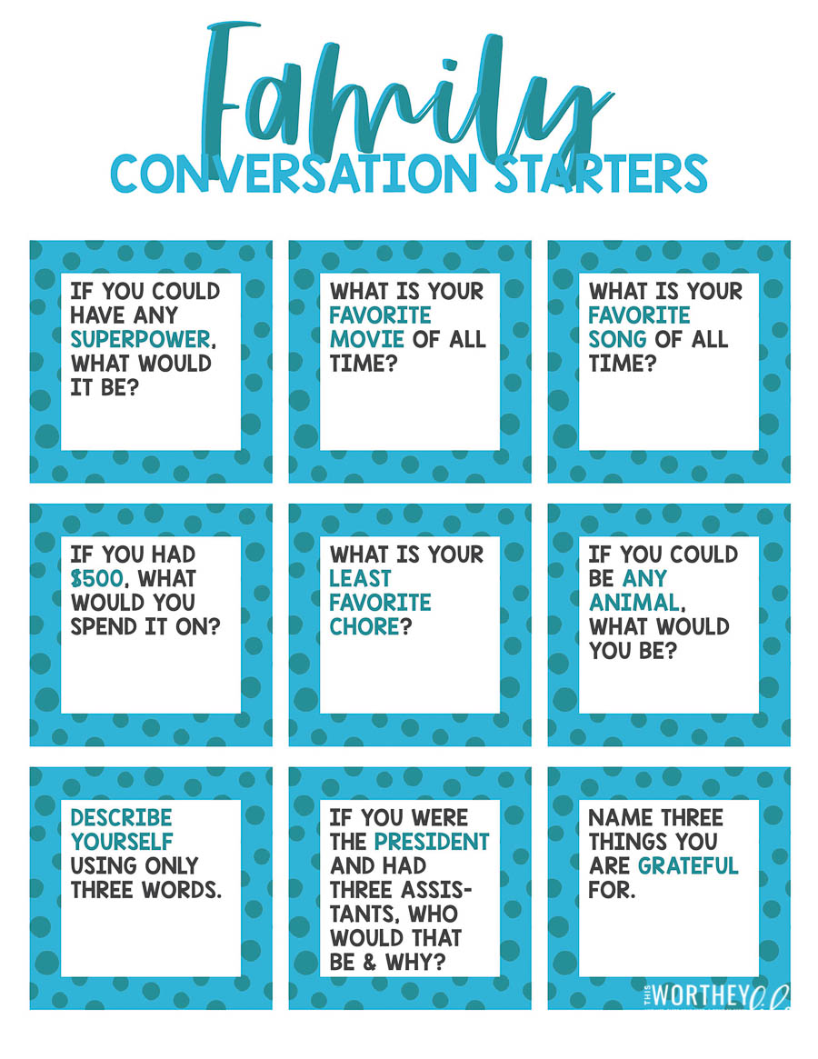 Family Conversation Starter printables