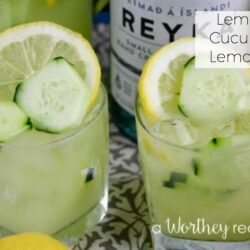 Easy summer time cocktail with cucumbers. This is a refreshing lemonade made for adults. Try our Lemon & Cucumber Lemonade Cocktail for your next backyard party of BBQ.