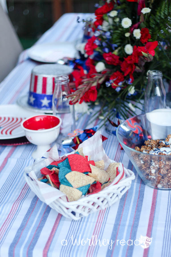 Celebrate Summer with a Red, White & Blue Outdoor Party Theme {party idea}. Easy 4th of July Decor Ideas, Red, & White & Blue tablescapes- great for summer entertainment