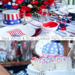 Celebrate Summer with a Red, White & Blue Outdoor Party Theme {party idea}. Easy 4th of July Decor Ideas, Red, & White & Blue tablescapes- great for summer entertainment