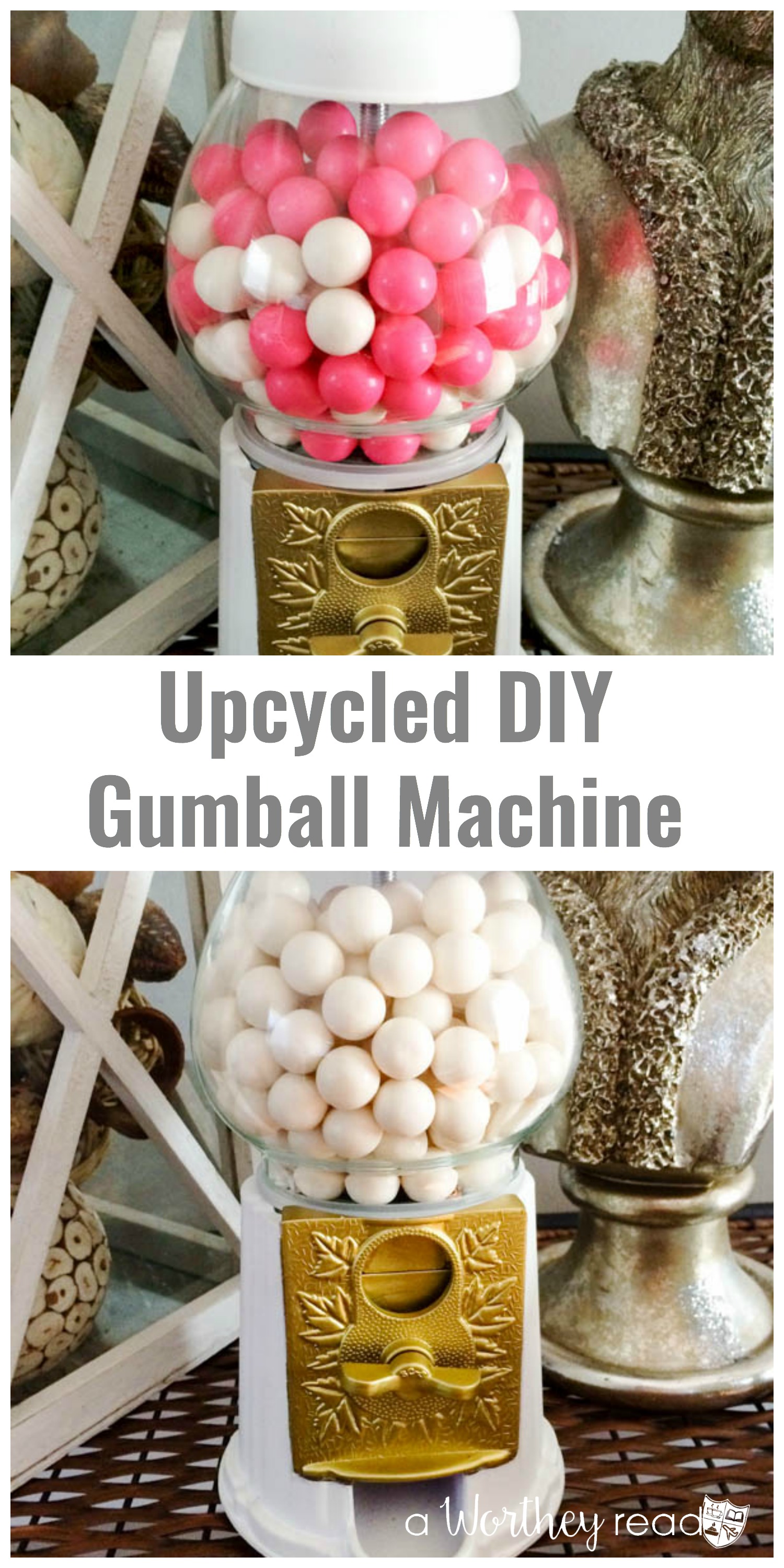 Turn your trash into a beautiful home decor piece! Here's a way to recycle your gumball machine into a home decor WOW factor- Glitter & Gold: Upcycled DIY Gumball Machine