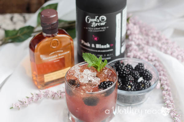 Fleshed out with a bit of homemade blackberry simple syrup, whole blackberries and crushed ice and we got ourselves a serious contender for the best cocktail of the summer.- Blackberry Bourbon Tea Cocktail