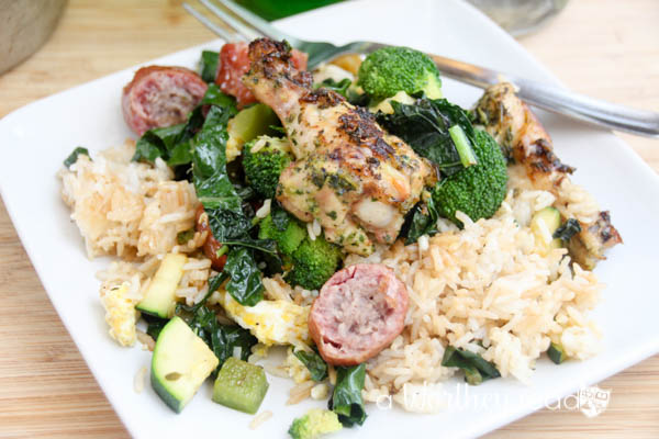 grilled chicken sausage stir fry
