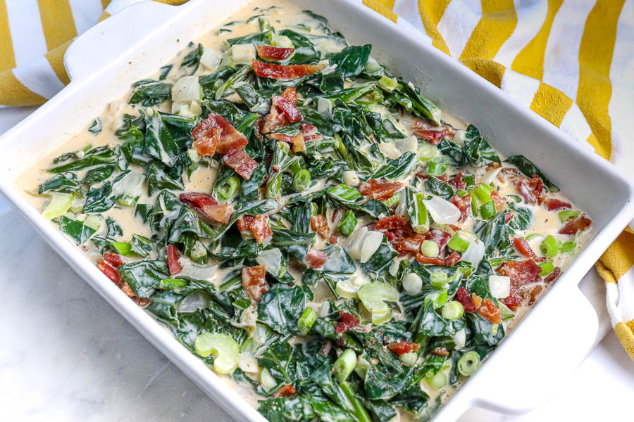 Creamy Collard Greens with Bacon Side Dish Recipe