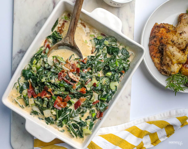 Creamy Collard Greens with Bacon Side Dish Recipe