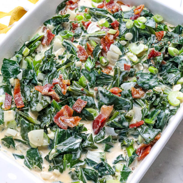 Creamy Collard Greens with Bacon Side Dish Recipe