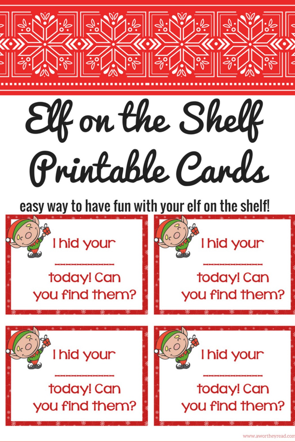 Elf On The Shelf Printable Cards New Ideas To Try