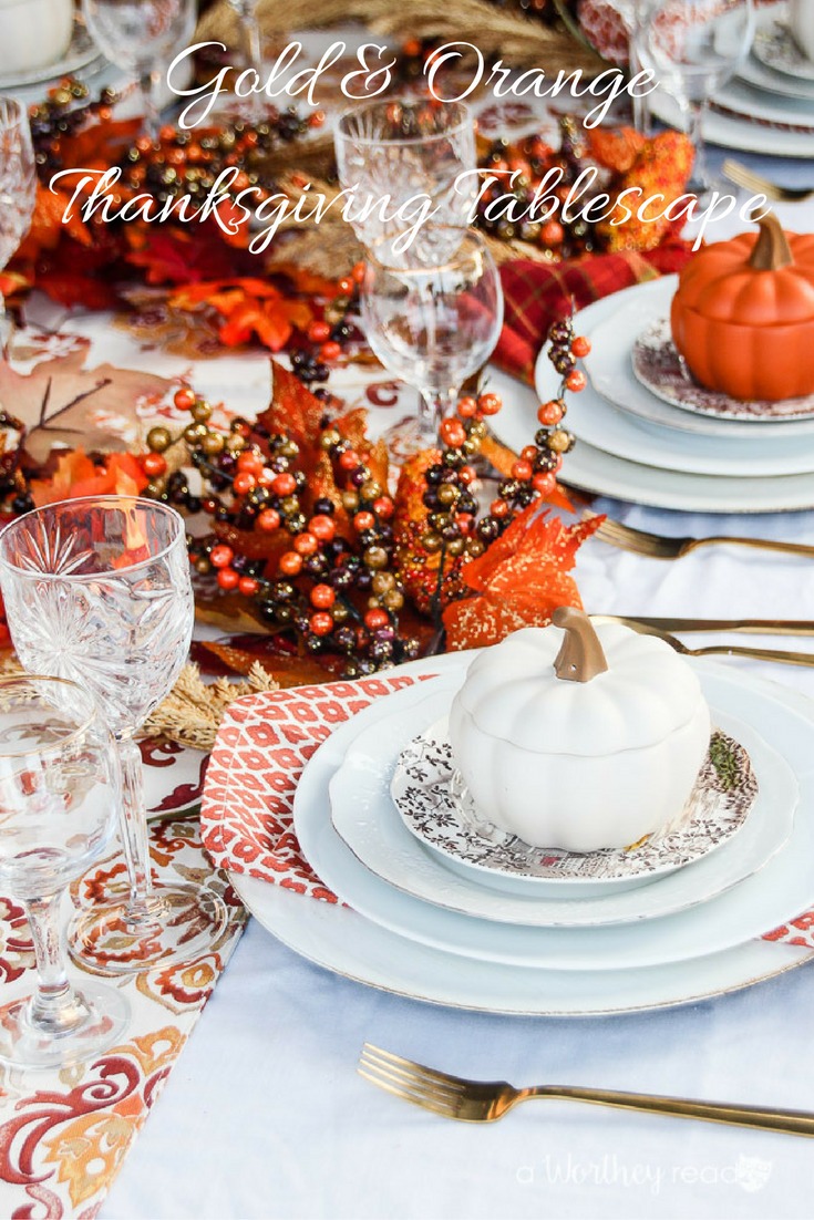 Gold & Orange Thanksgiving Tablescape