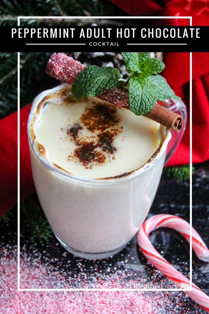Make our Peppermint Adult Hot Chocolate Cocktail to share with your friends and family this holiday season at all of your parties, events, or just because!