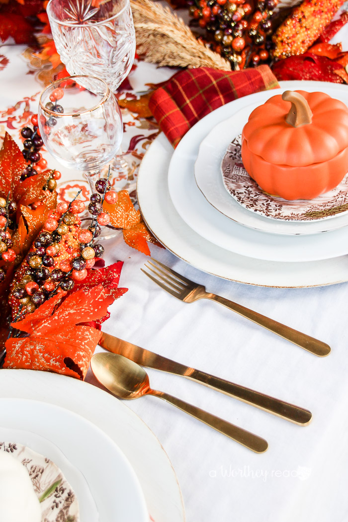 Gold & Orange Thanksgiving Tablescape