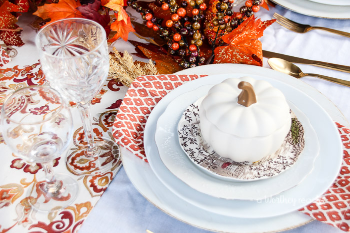 Gold & Orange Thanksgiving Tablescape