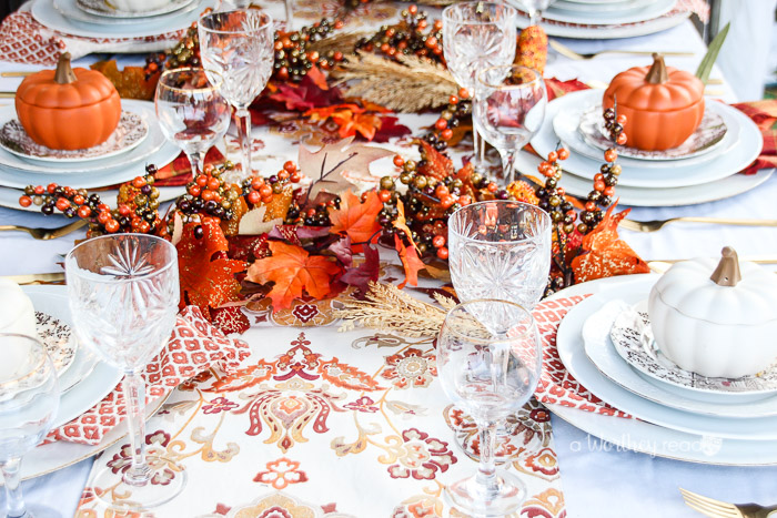 Gold & Orange Thanksgiving Tablescape