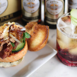 It's a new year, and it's time to start thinking about what you will serve at your upcoming football party. We have the perfect beer + buns combo to try, our baby back, herb salmon and bacon sliders, plus a Cherry Cider Beer mix will be the hit at your party. Baby Back, Herb Salmon & Bacon Slider + Cherry Cider Beer
