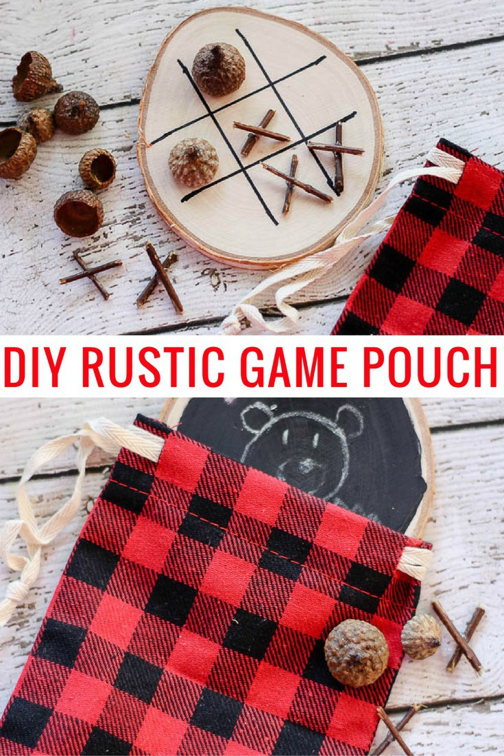 Homemade gifts are the best kind. We do quite a few road trips, and I'm always looking for ways to keep the boys occupied. Here's an easy homemade gift idea to make for someone on your list. OR, if you have kids, this DIY game idea can keep them busy! DIY Rustic Game Pouch {great for traveling with kids} 
