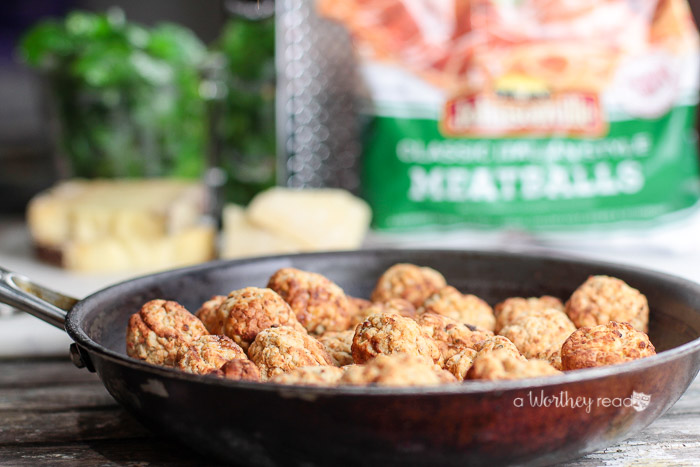 Easy Pasta Dinner Idea in under 30 minutes. Try our Winter Pesto Pasta recipe with Meatballs for dinner!