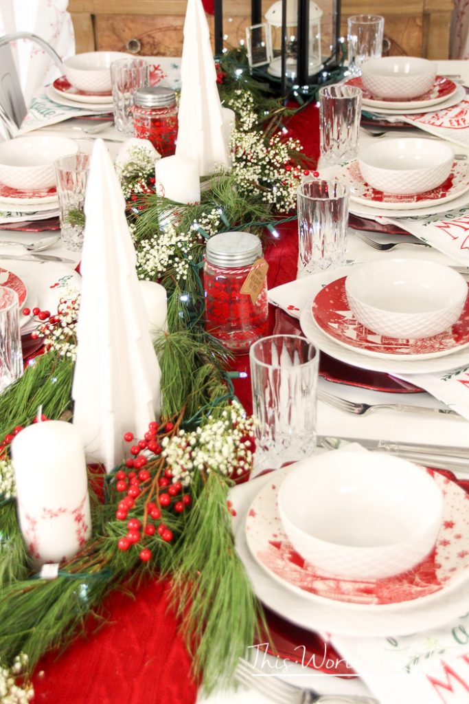 Merry Christmas Tablescape | Red + White Christmas Table